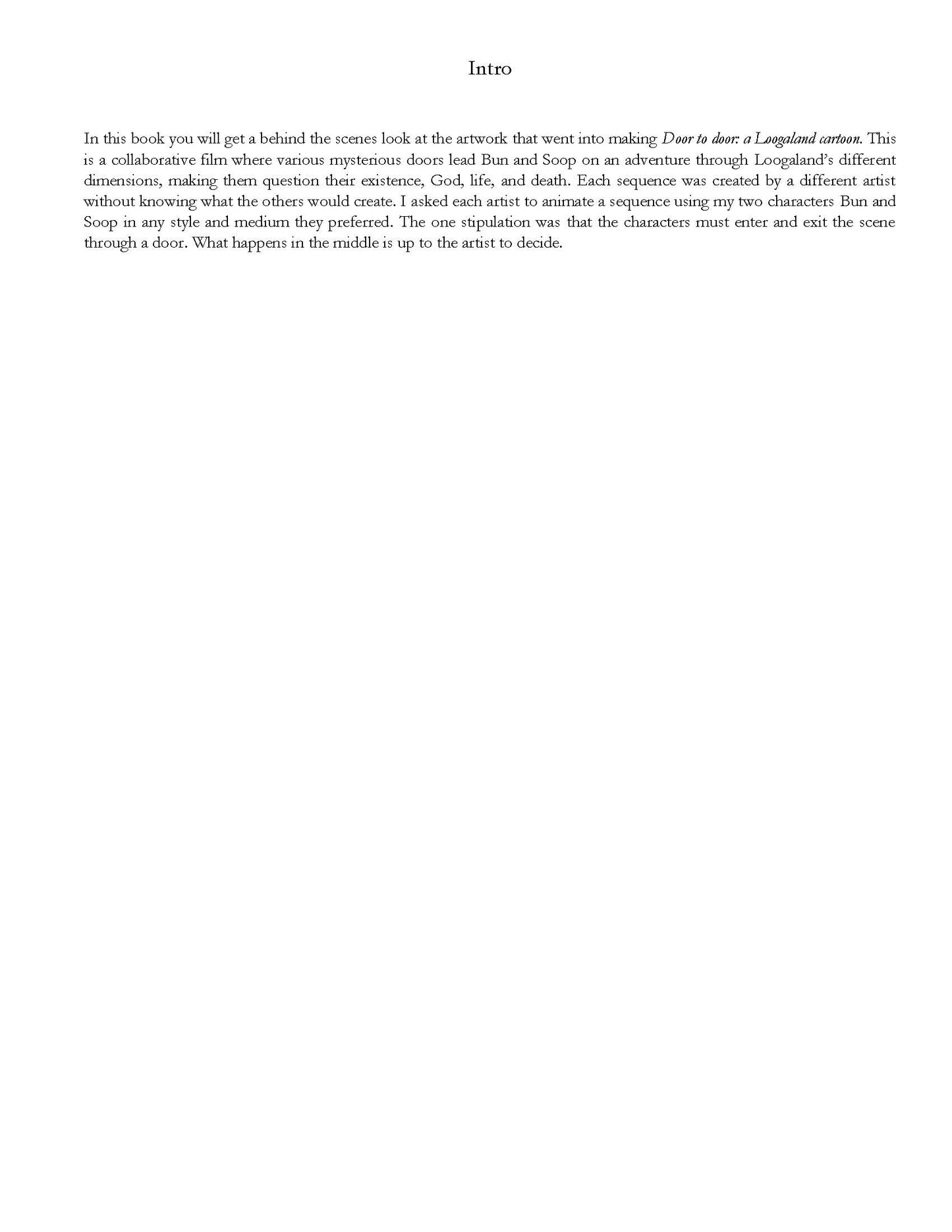 The Making of Door to door: a Loogaland art book (.PDF)